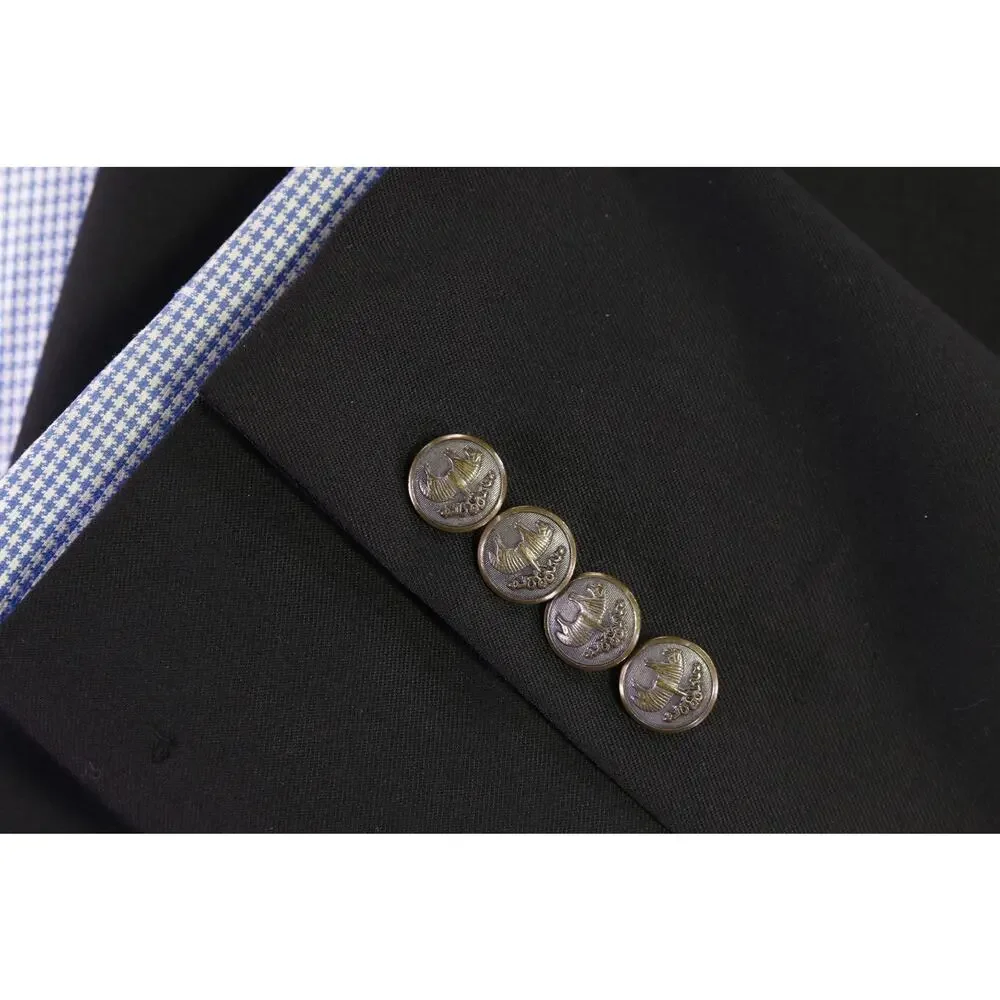 Brooks Brothers Black Metal Logo Buttons 2-Btn Wool Blazer Jacket 42S